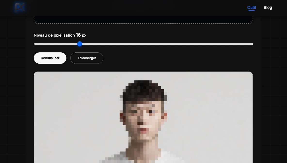 Démonstration de la création d'une image pixel art 8-bit avec l'outil Pixeliser